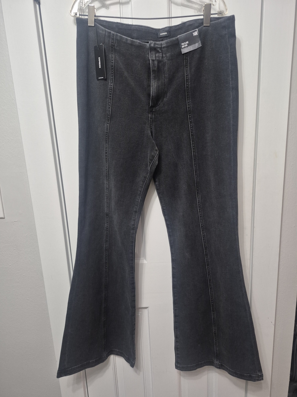 Express Black Washed Flare Jeans